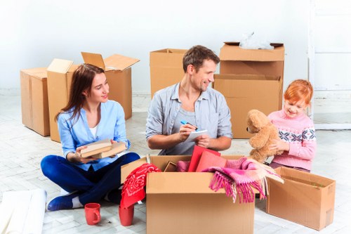 Storage boxes and furniture ready for flexible house removals