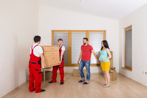 A moving team preparing removals in Brompton near elegant London homes