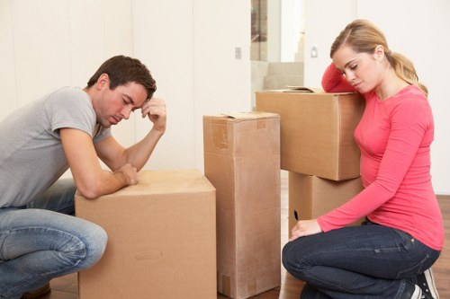 Professional movers handling furniture during flat removals in Brompton